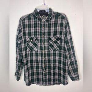 Berne Apparel Button Up Heavy Flannel Plaid Shirt Size Large Tall